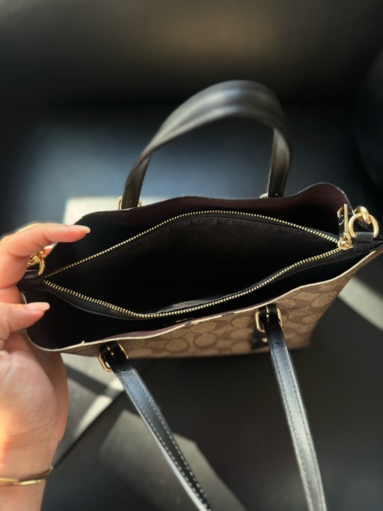 Coach Signature Canvas Tote in Brown with Black Handles. - Picture 6 of 13